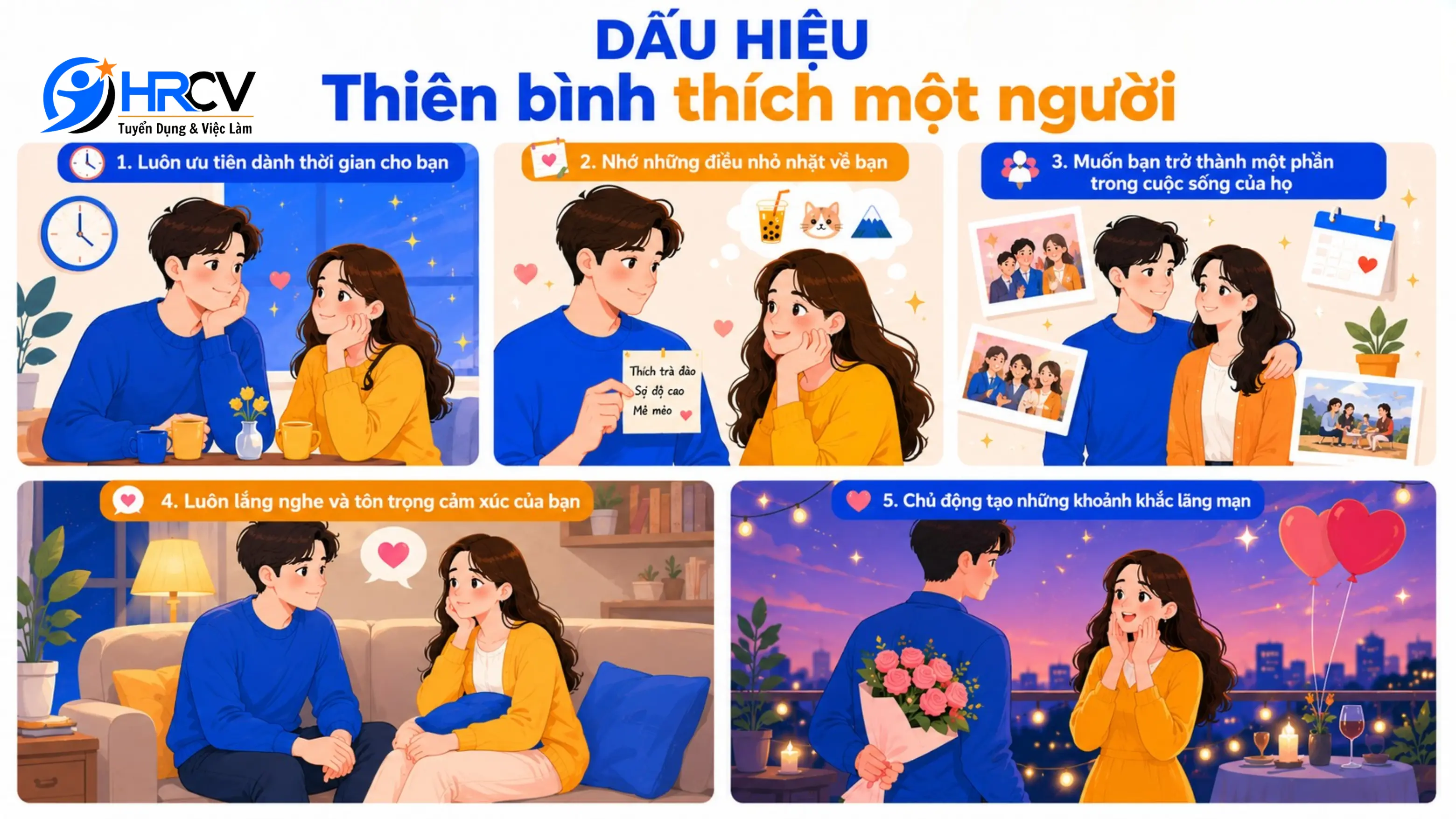 Dấu hiệu Thiên Bình thích một người