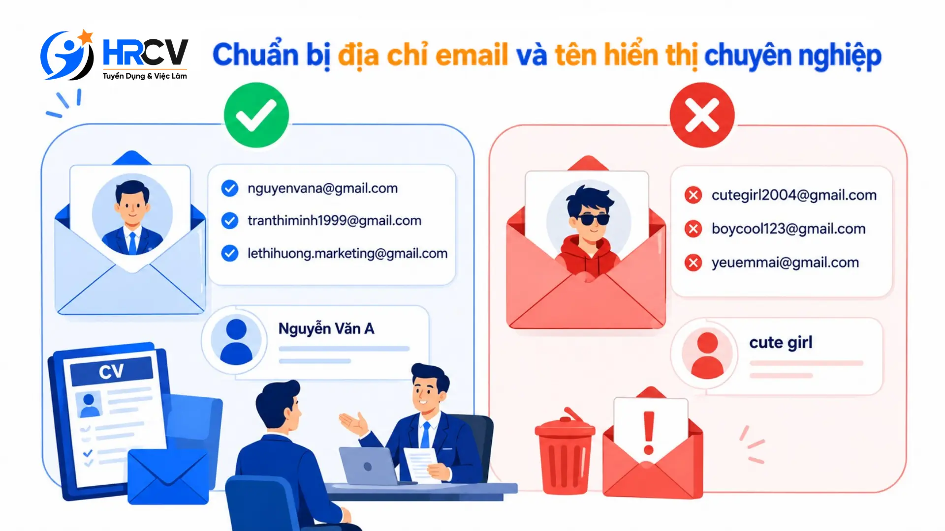 Chuẩn bị địa chỉ email và tên hiển thị chuyên nghiệp
