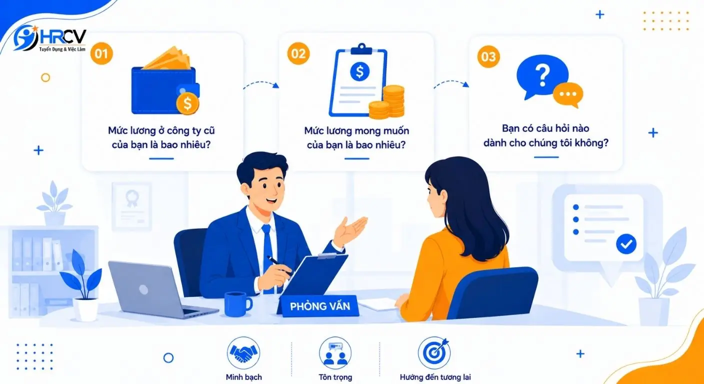 Câu hỏi phỏng vấn về lương thưởng và kết thúc buổi phỏng vấn