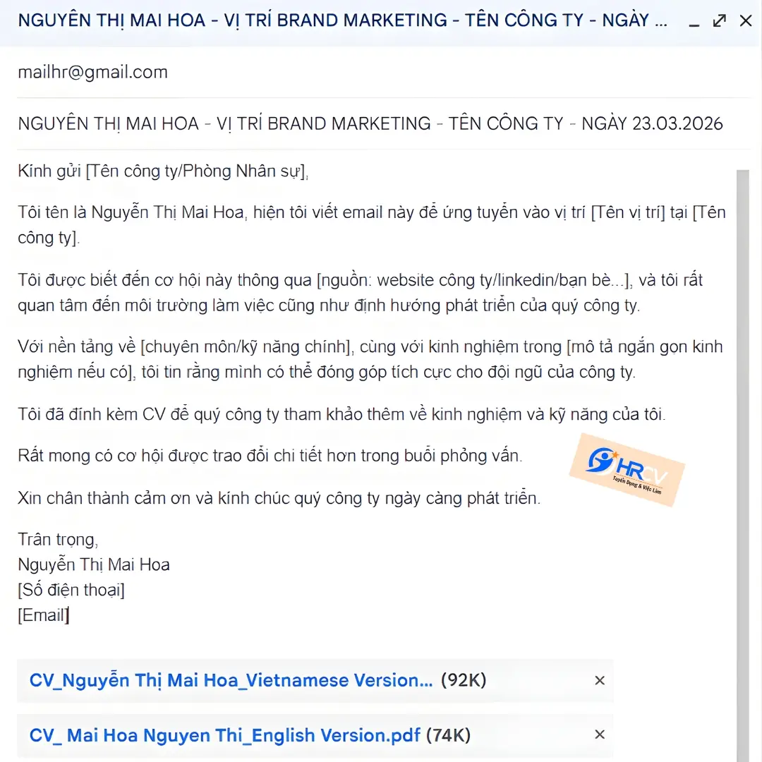 Mẫu Email Xin Việc